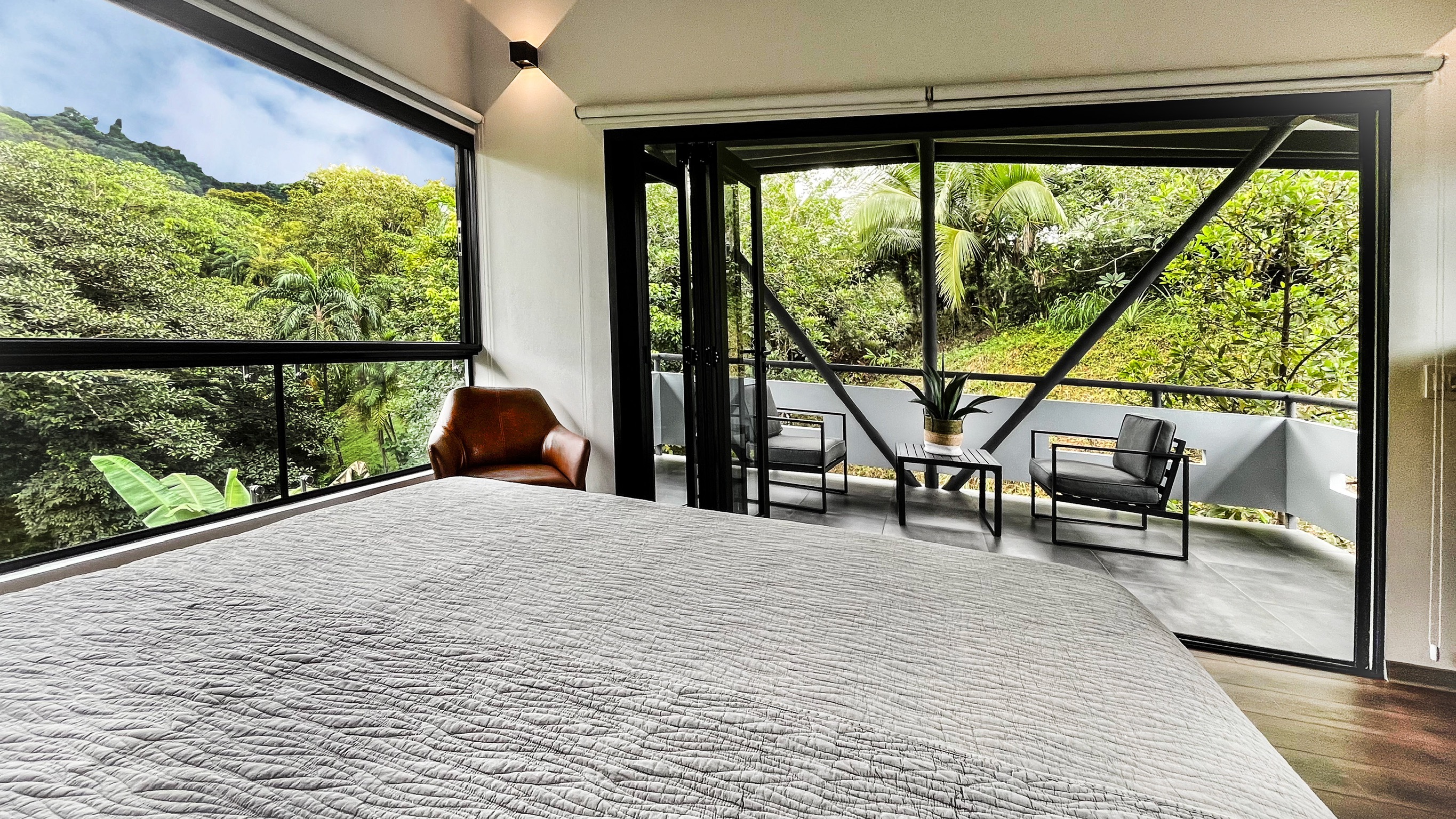 Casa Ker Lumar bedroom and jungle terrace in Uvita, Costa Rica